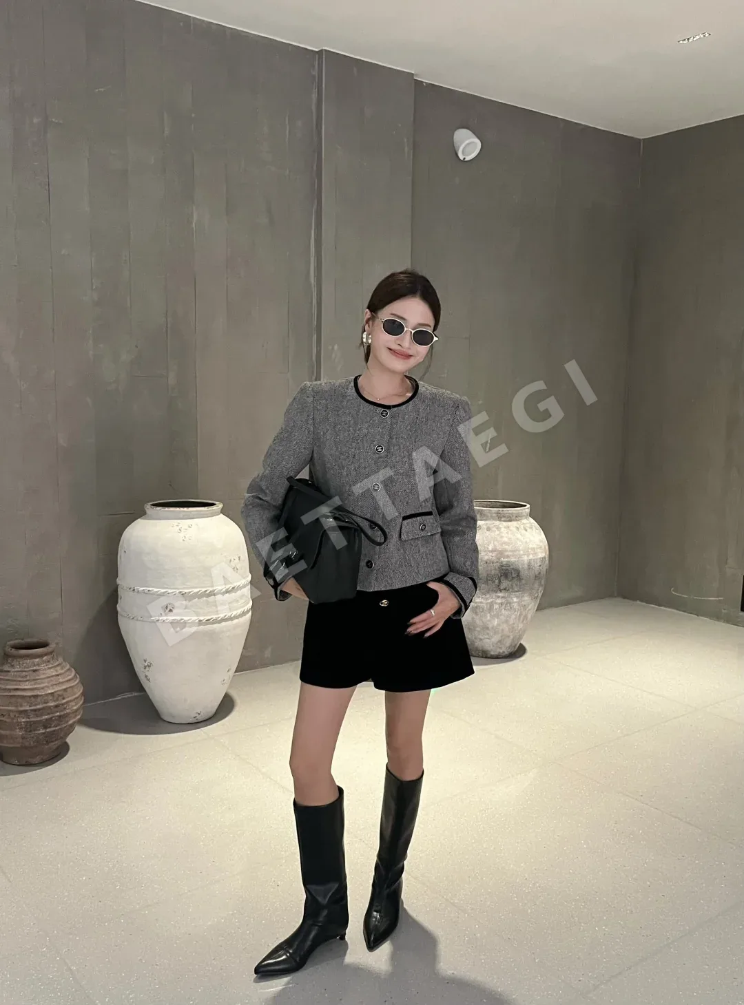 샤넬 더블 C 벨벳 트리밍 울 자켓 상세 이미지 8