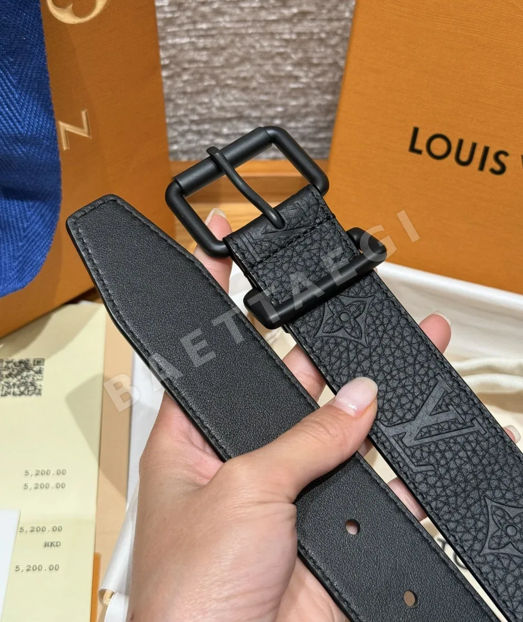 루이비통 블랙 소가죽 모노그램 벨트 35mm 상세 이미지 6