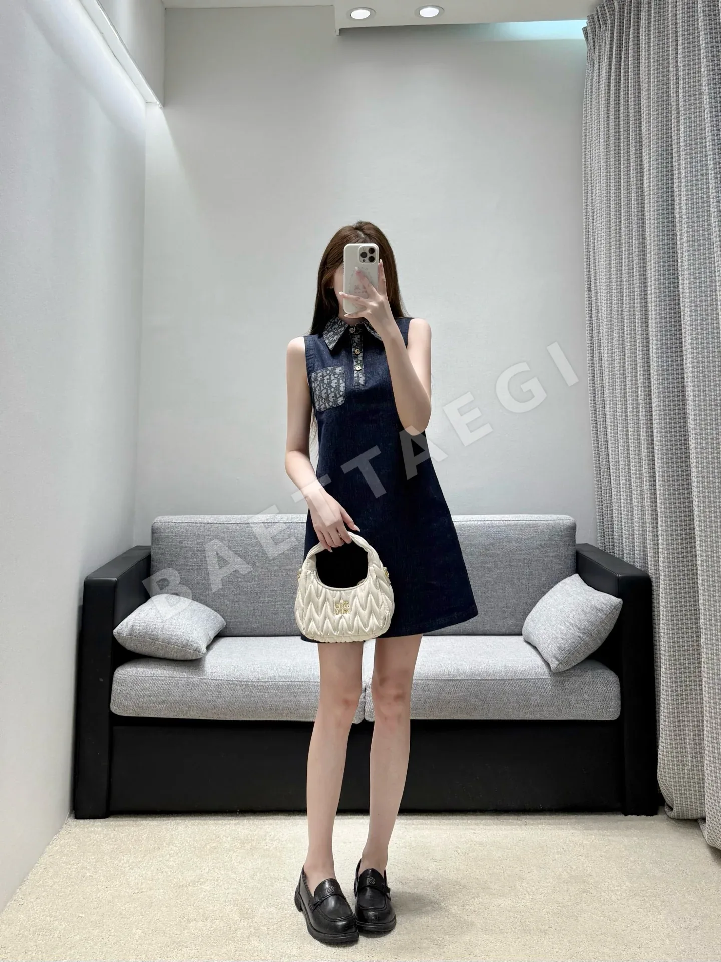 디올 데님 민소매 스트레이트 원피스 상세 이미지 6
