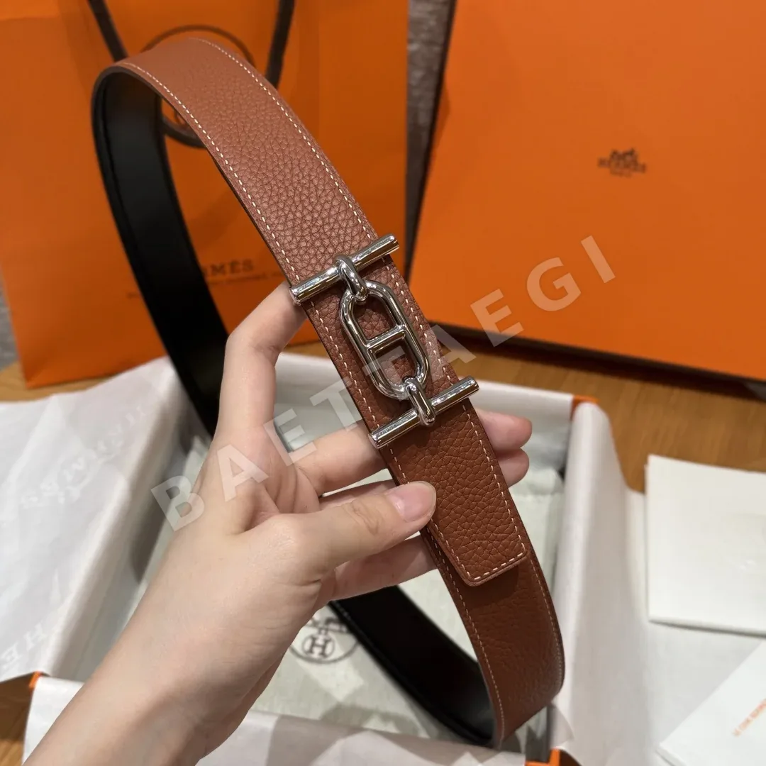 에르메스 H 버클 양면 가죽 벨트 상세 이미지 4