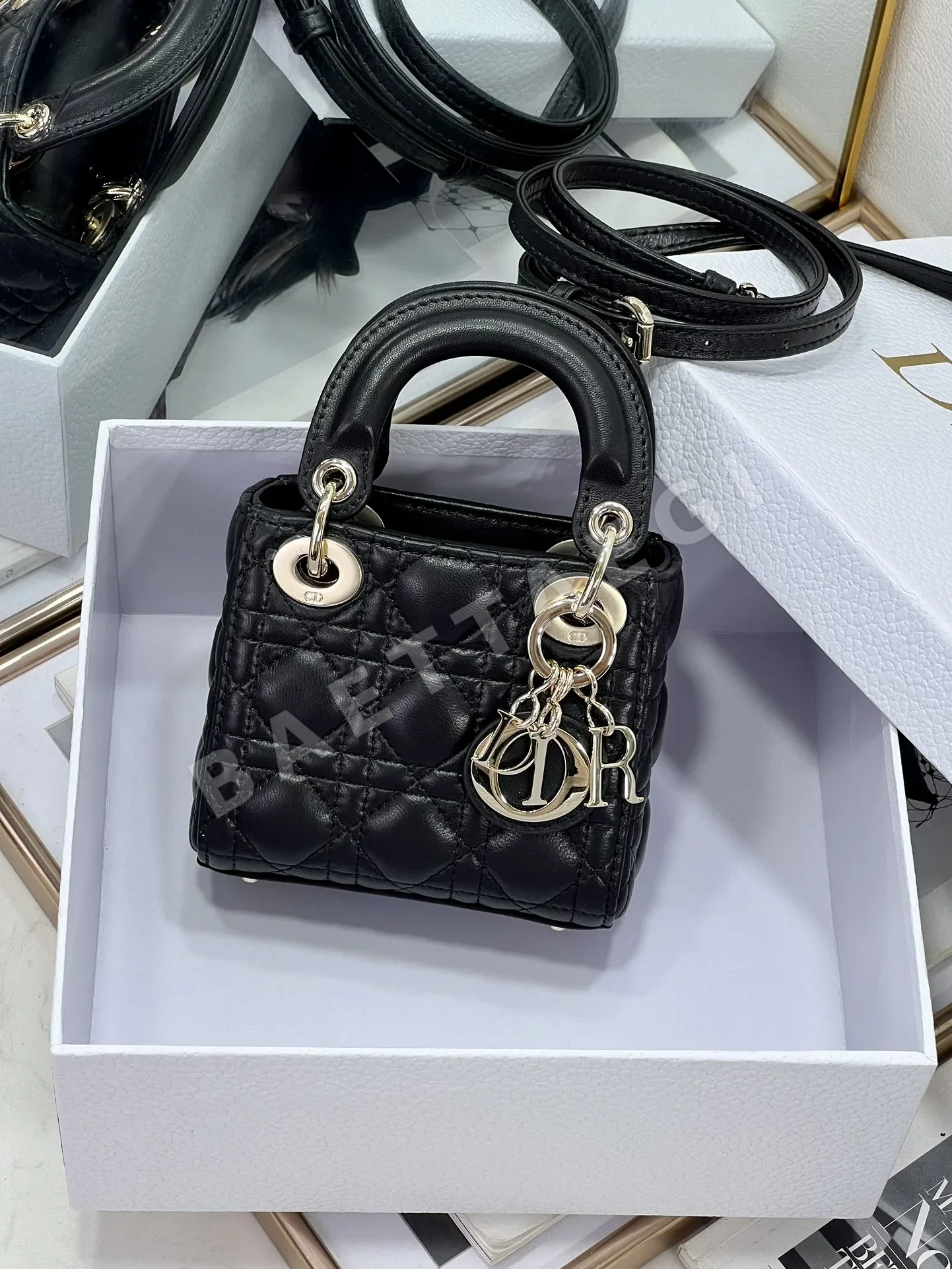 디올 마이크로 레이디 램스킨 가방 상세 이미지 3