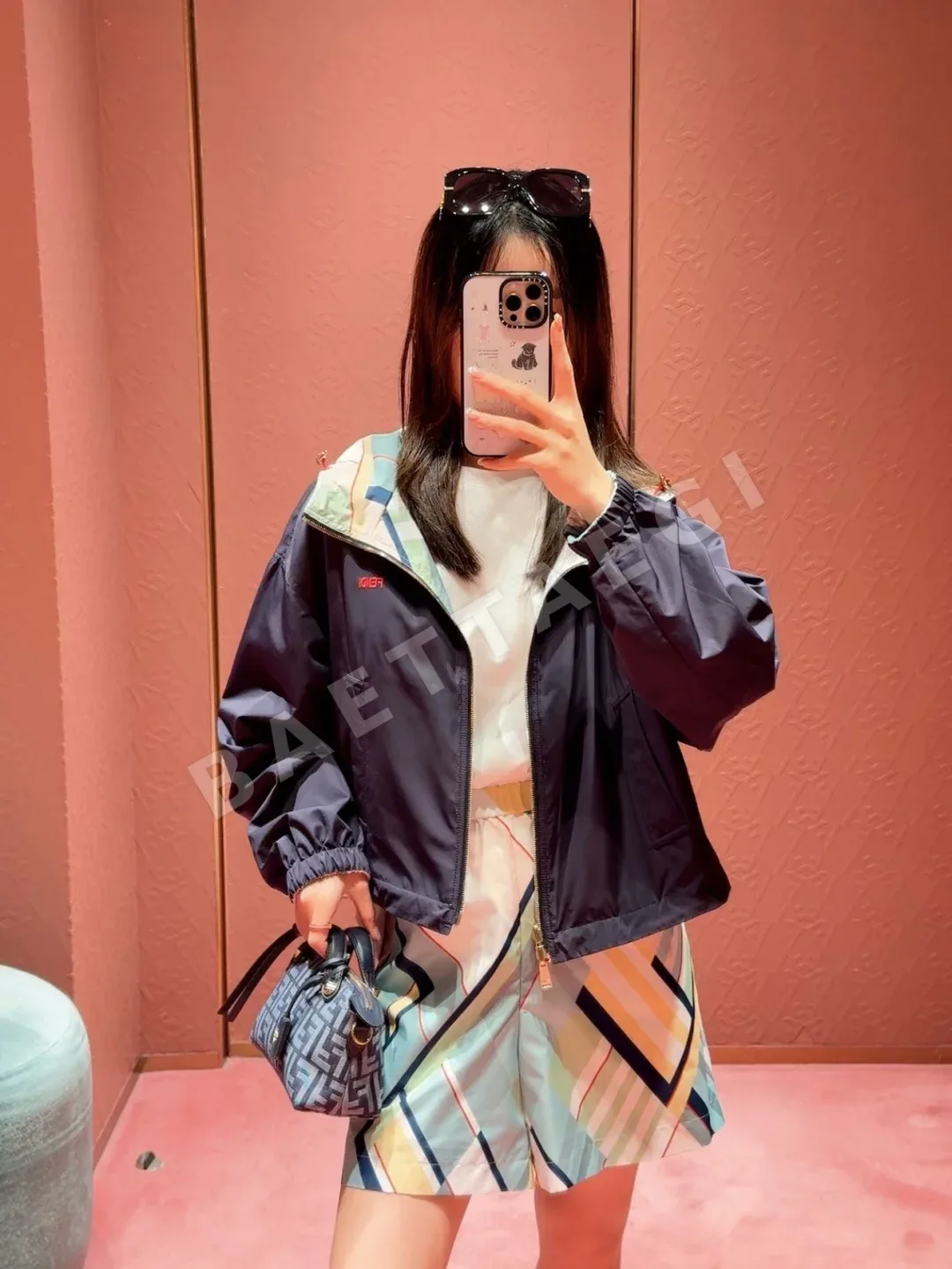 펜디 마카롱 컬러 기하학 패턴 여성 자켓 상세 이미지 2