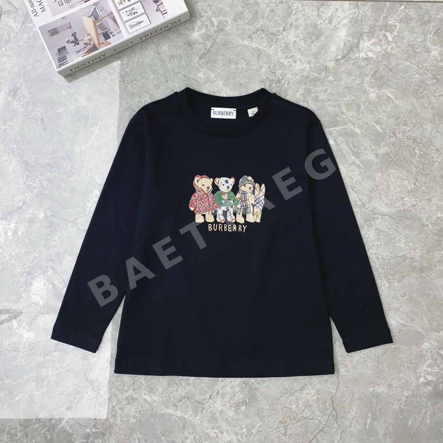 버버리 만화 곰 프린트 키즈 긴팔 티셔츠 169645