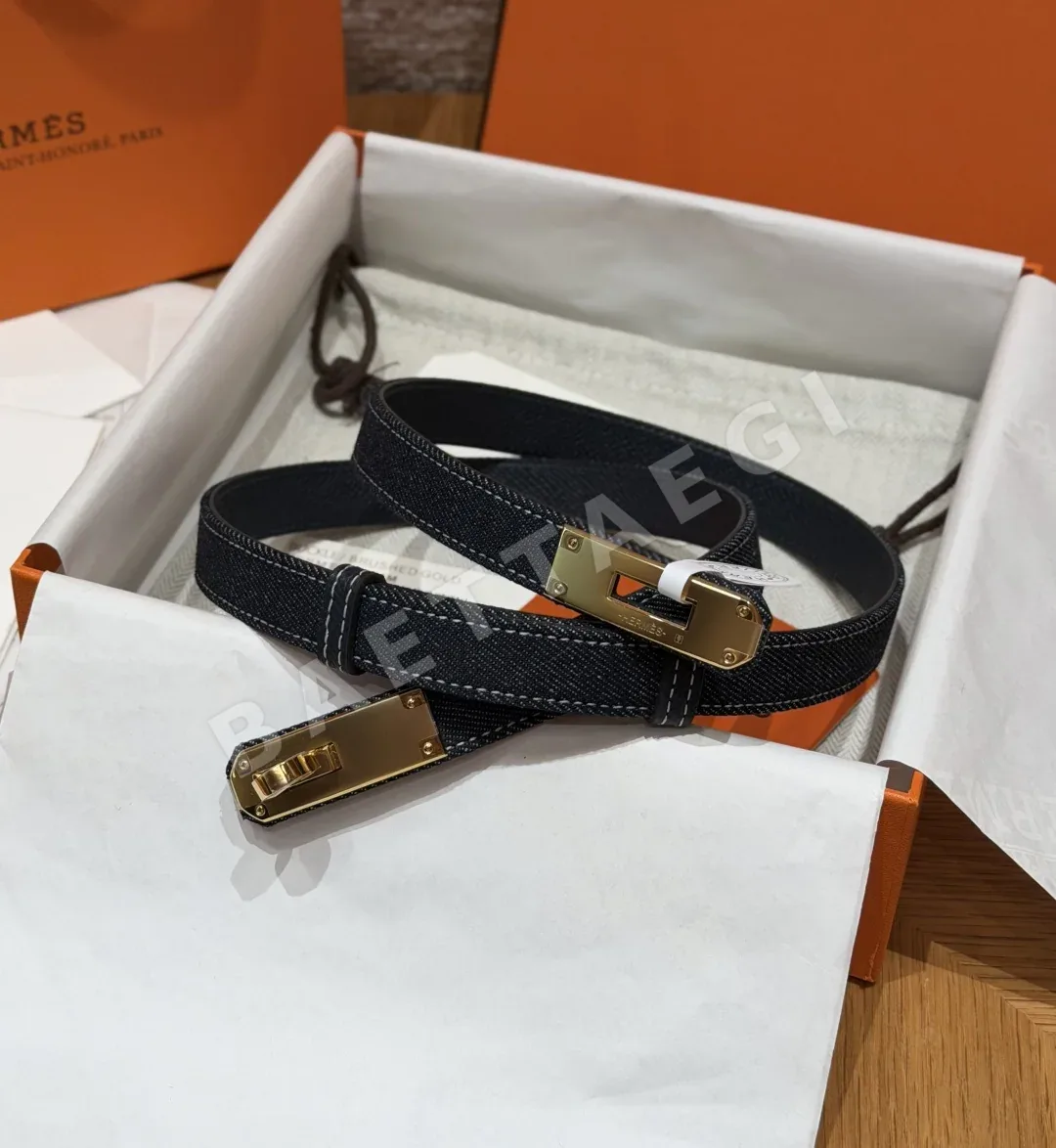 에르메스 H 캔버스 켈리 버클 팔라듐 도금 벨트 179430