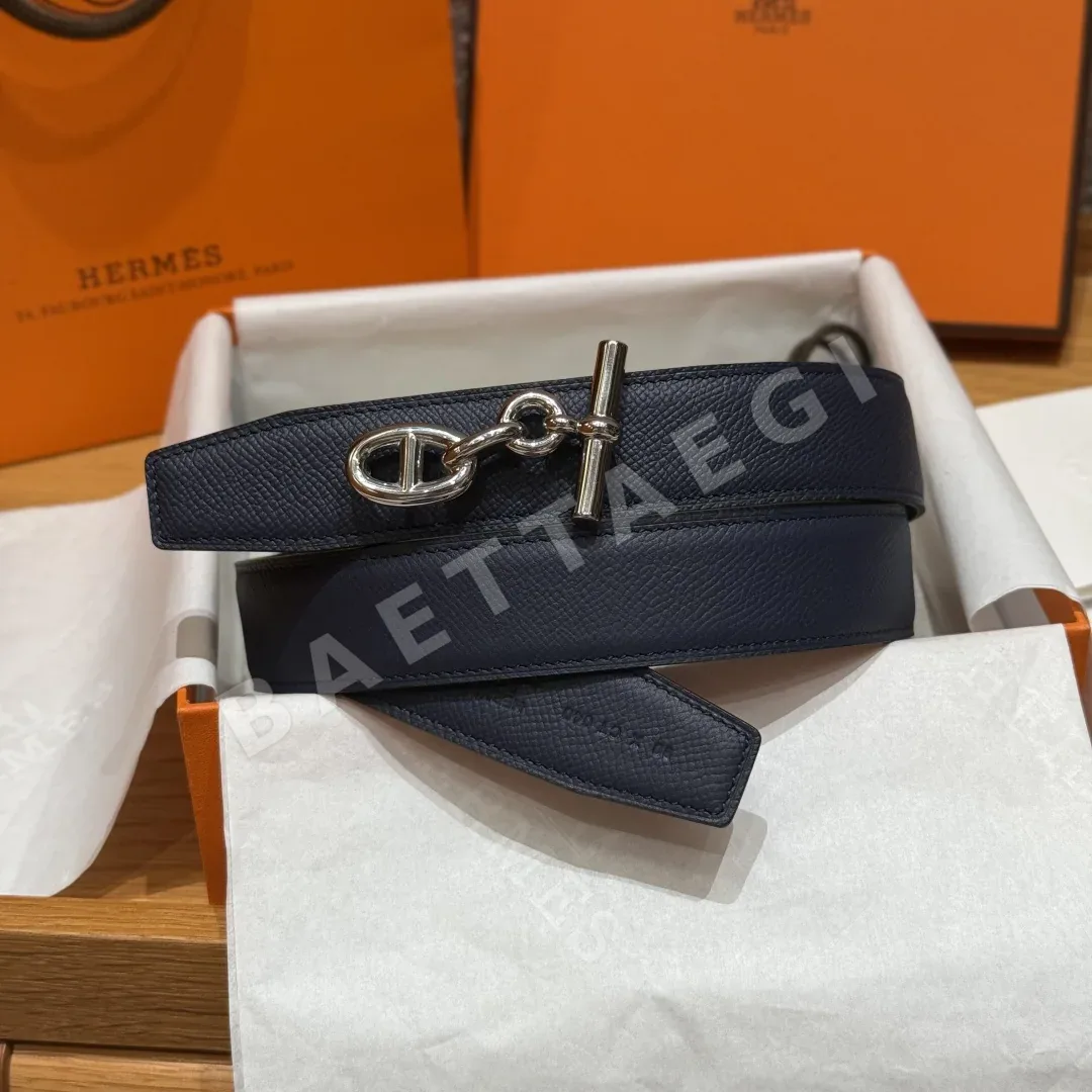 에르메스 요트 버클 양면 가죽 벨트 175480