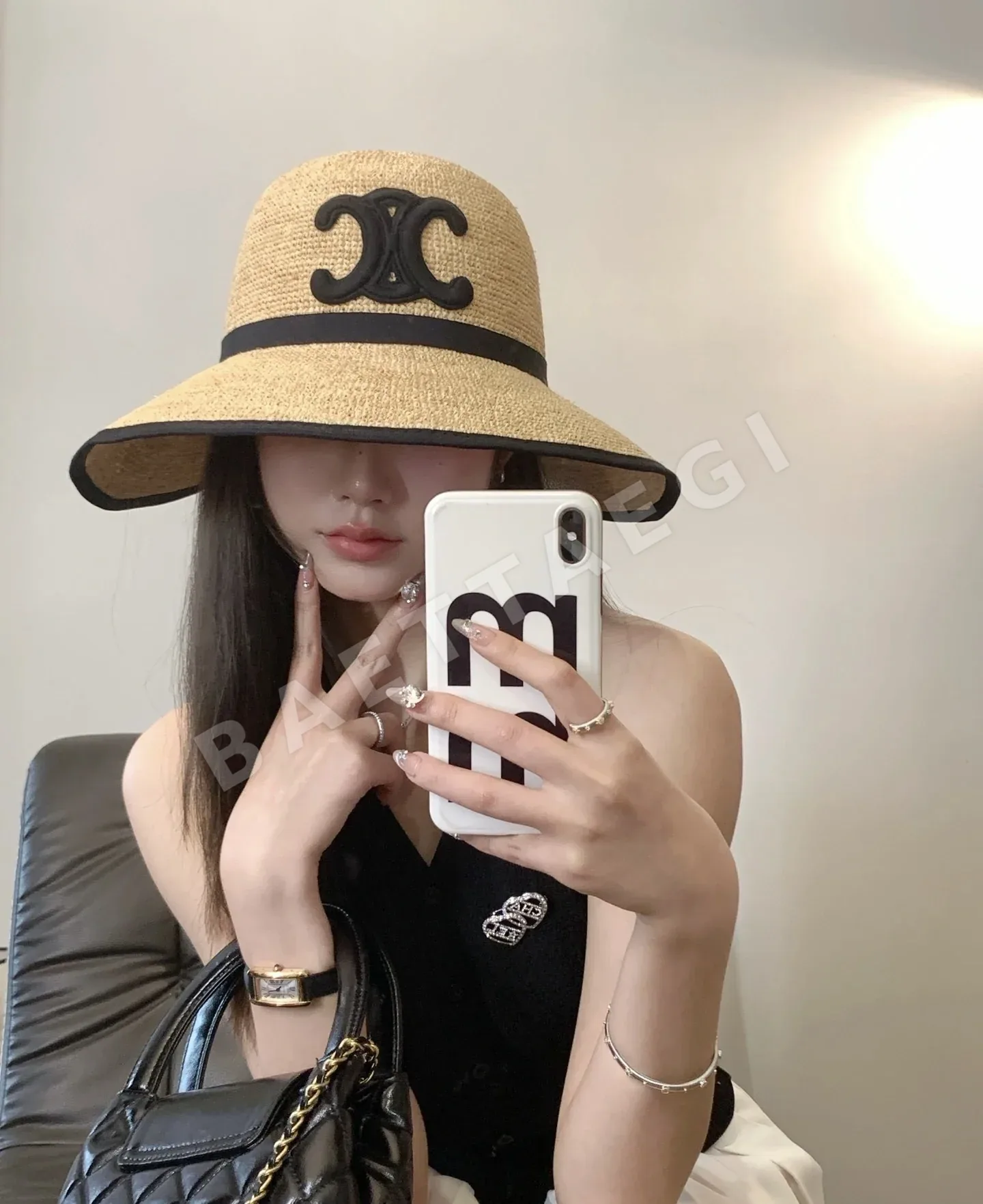 셀린느 여름용 밀짚 모자 75913