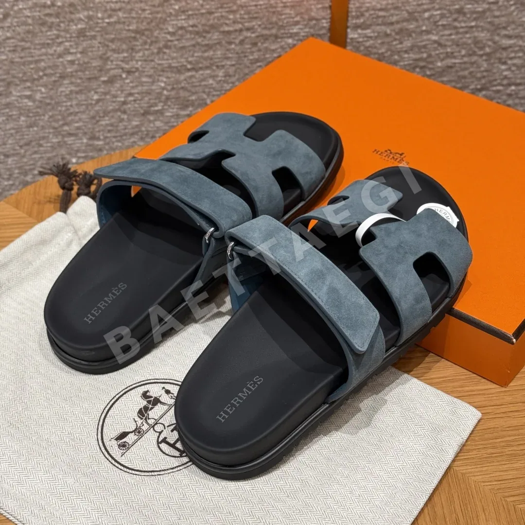 에르메스 시프레 샌들 스카이블루 가죽 상세 이미지 4