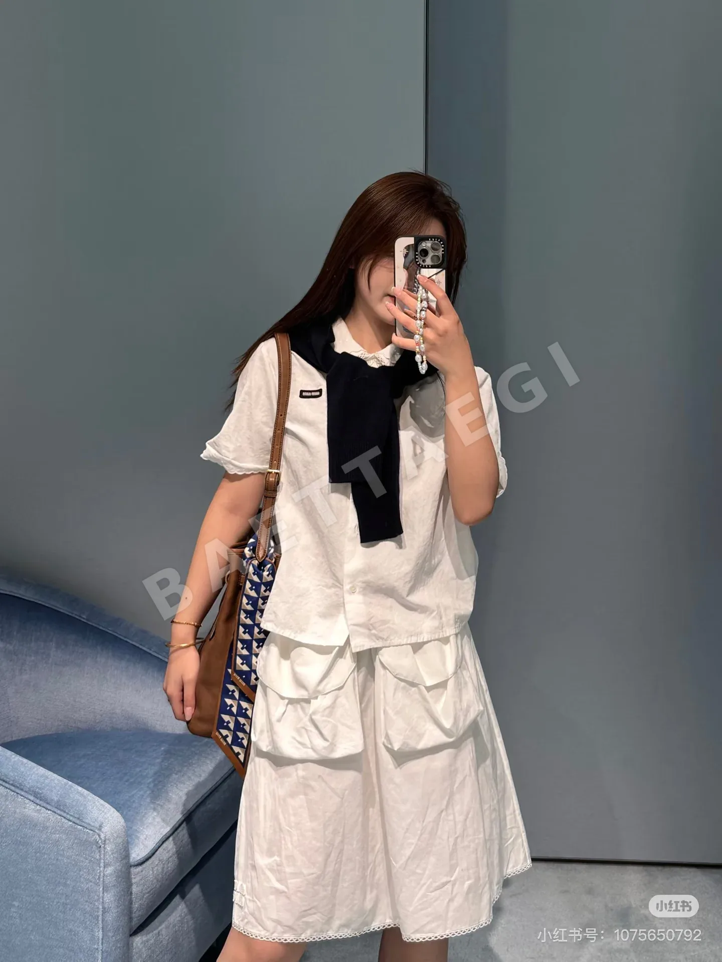 미우미우 블루 튤립 포켓 스커트 상세 이미지 9