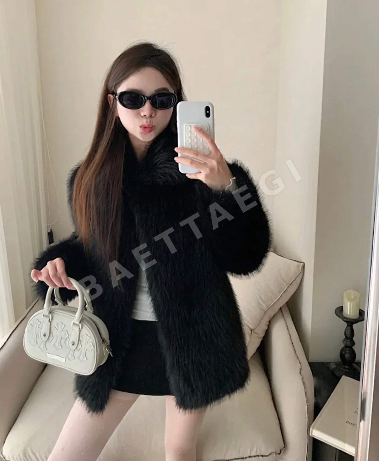 크롬하츠 화이트 텀블 소가죽 볼링 백 상세 이미지 4