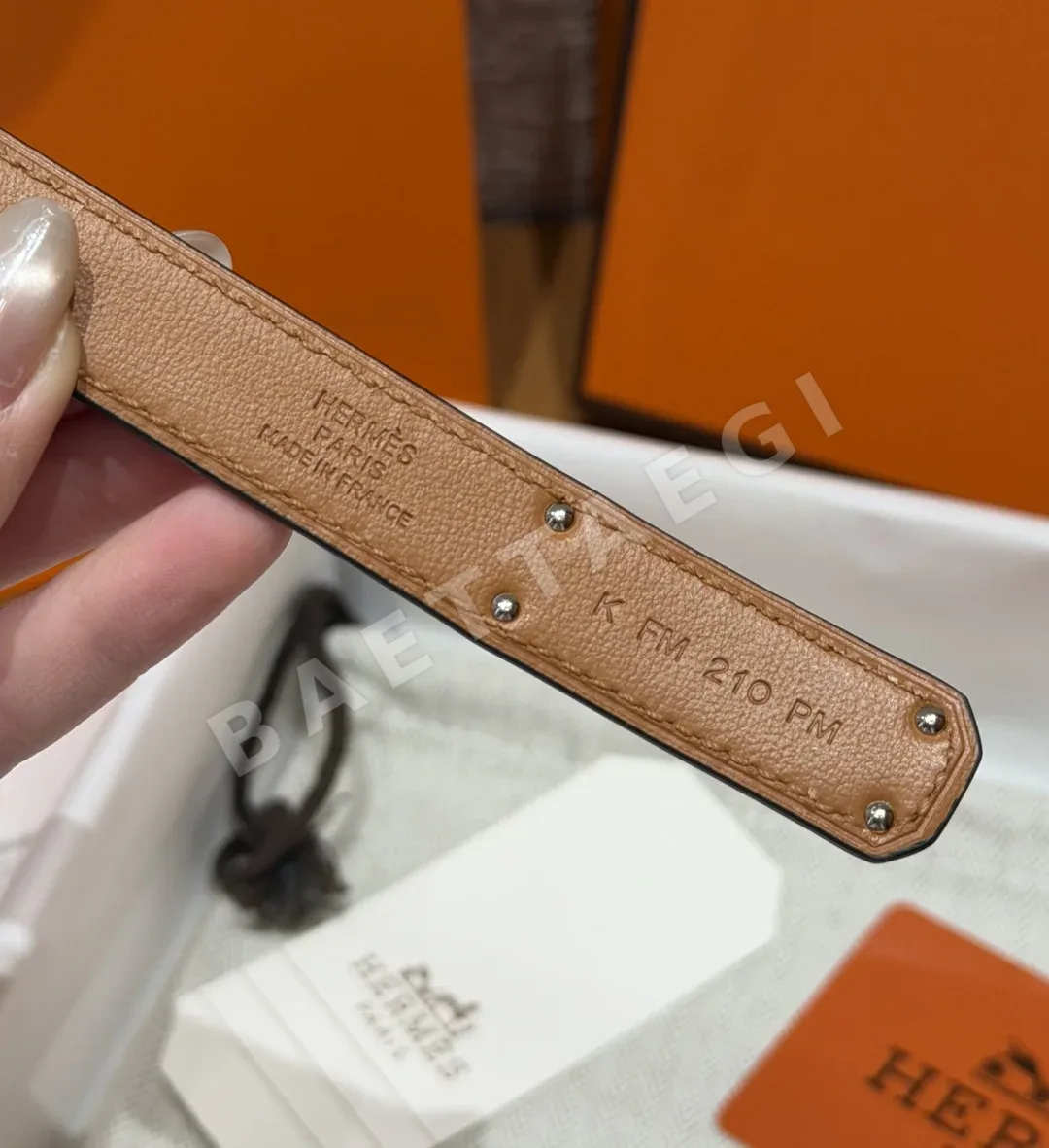 에르메스 켈리 팔라듐 버클 가죽 벨트 상세 이미지 9