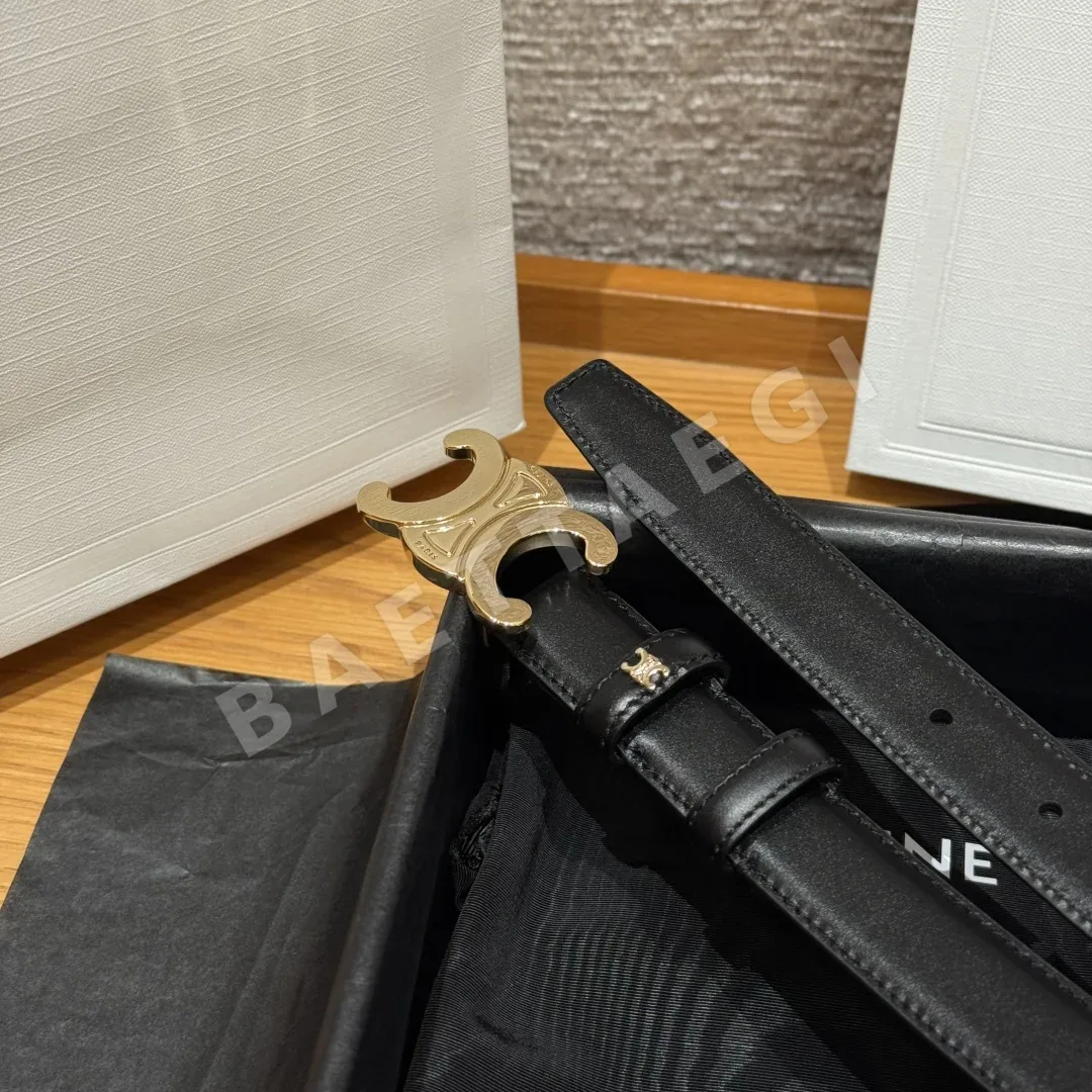 셀린느 개선문 로고 금장 여성용 소가죽 벨트 상세 이미지 5