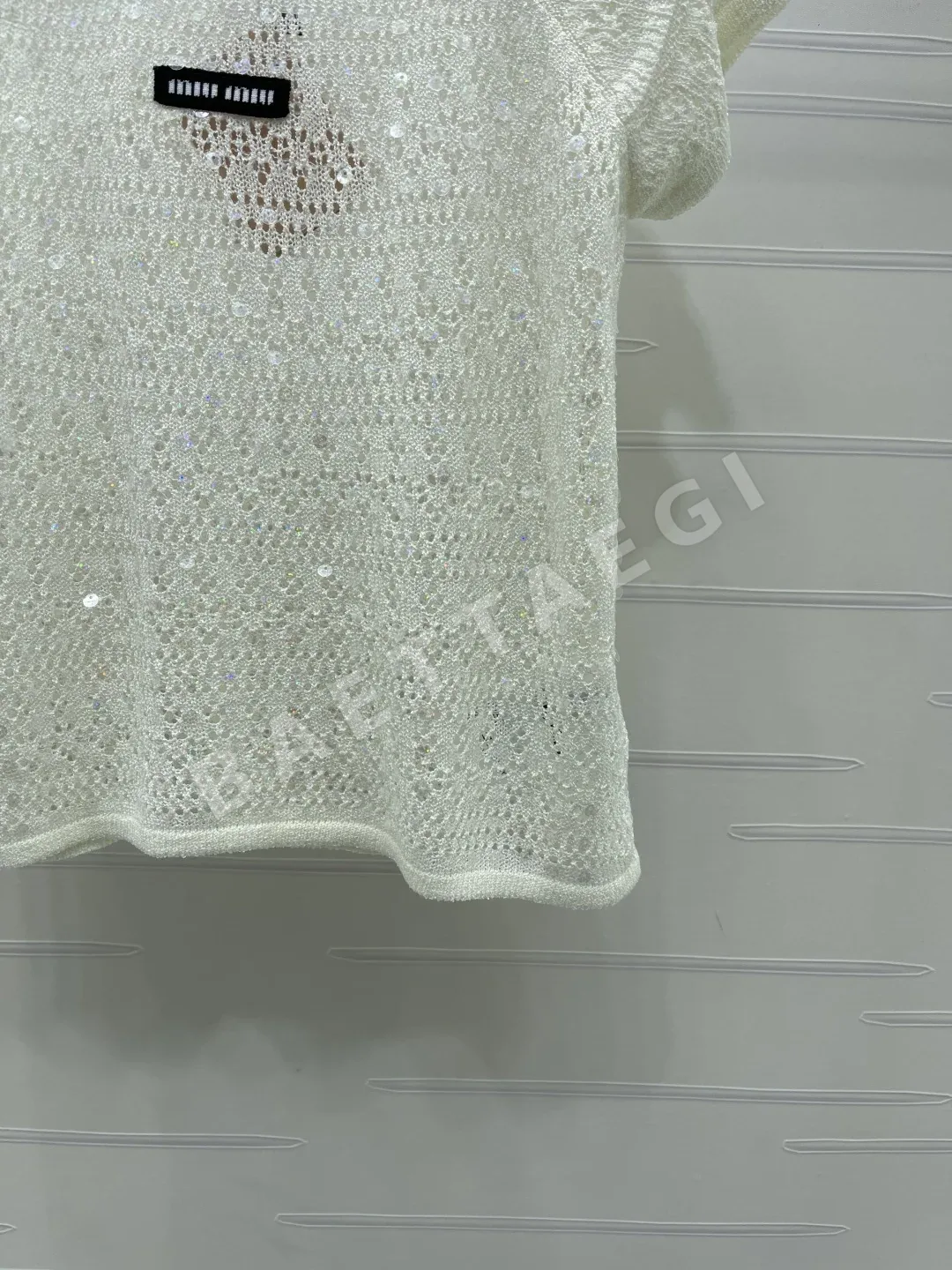 미우미우 스팽글 메시 반팔 탑 상세 이미지 6