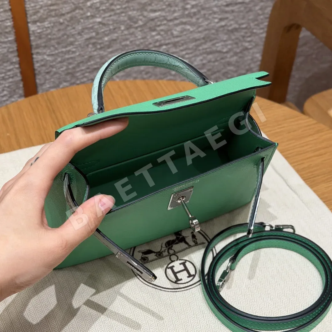 에르메스 켈리 미니 2 악어 가죽 가방 상세 이미지 6