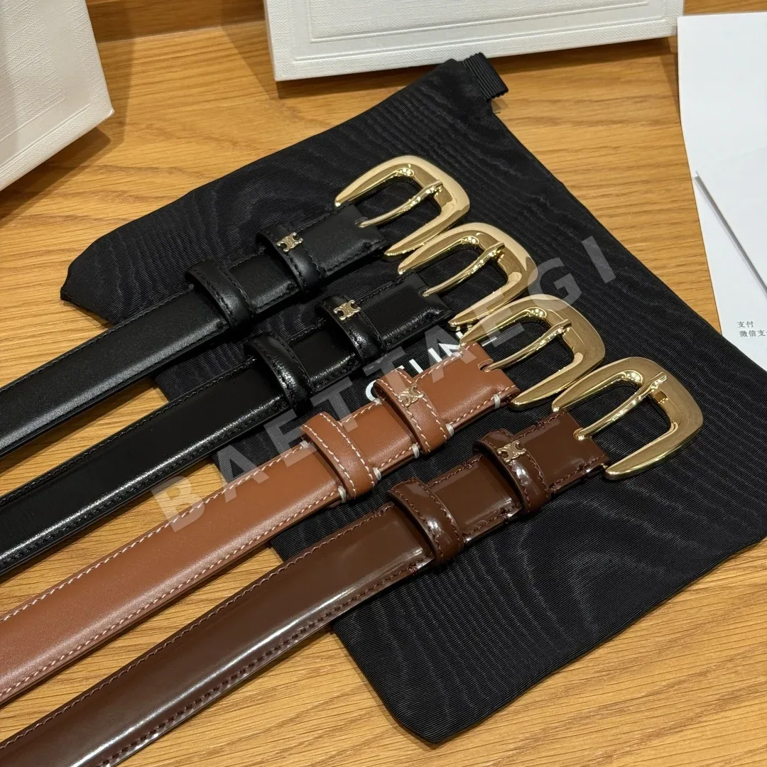 셀린느 부드러운 소가죽 골드 로고 벨트 상세 이미지 3