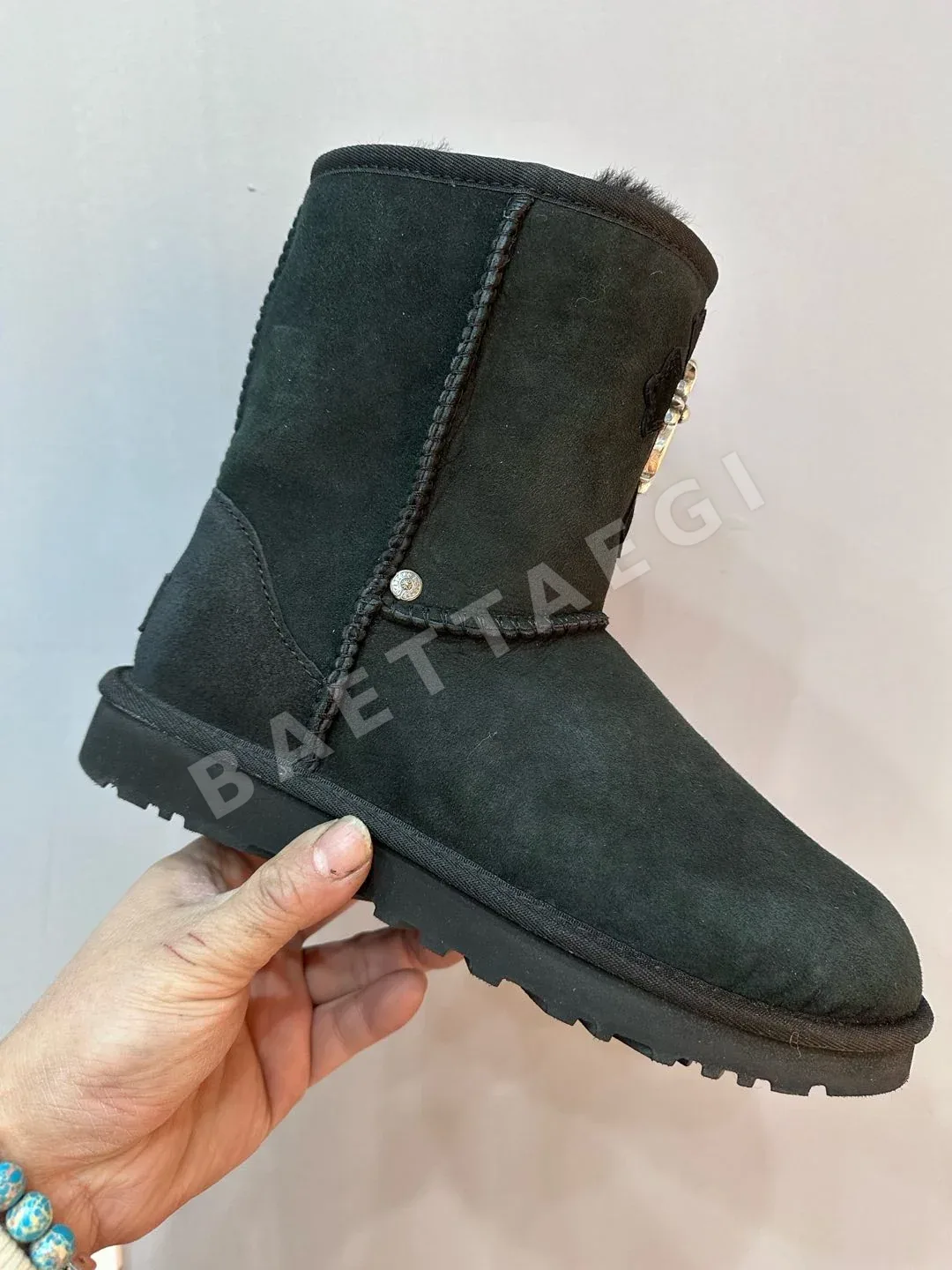크롬하츠 부츠 블랙 가죽 크로스 장식 상세 이미지 3