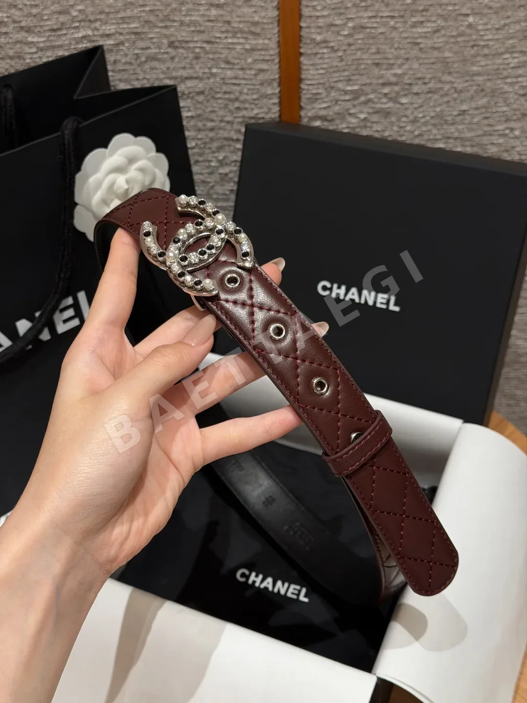 샤넬 퀼팅 가죽 더블 C 버클 벨트 상세 이미지 3