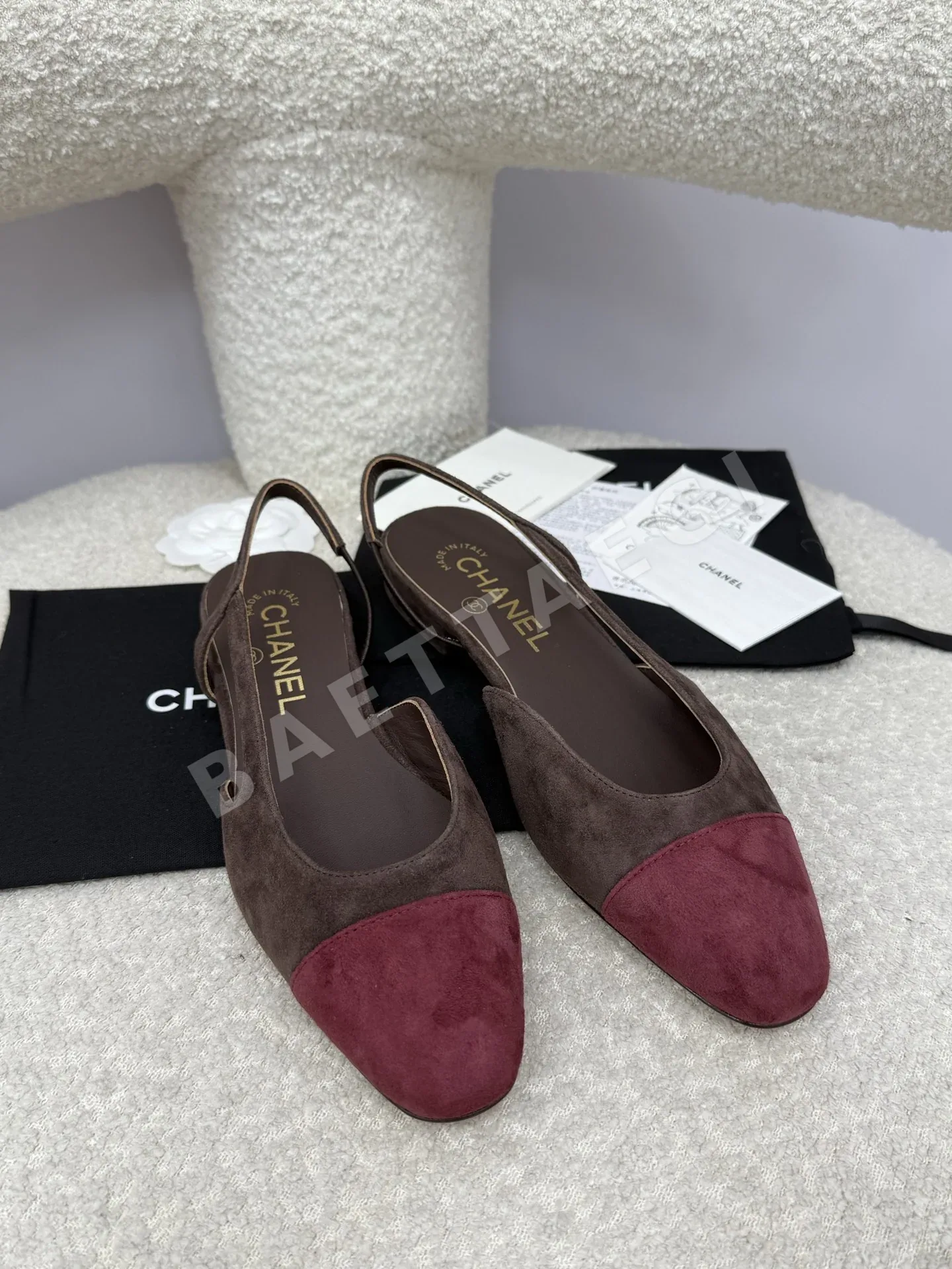 샤넬 클래식 울 발레 플랫 신발 24375