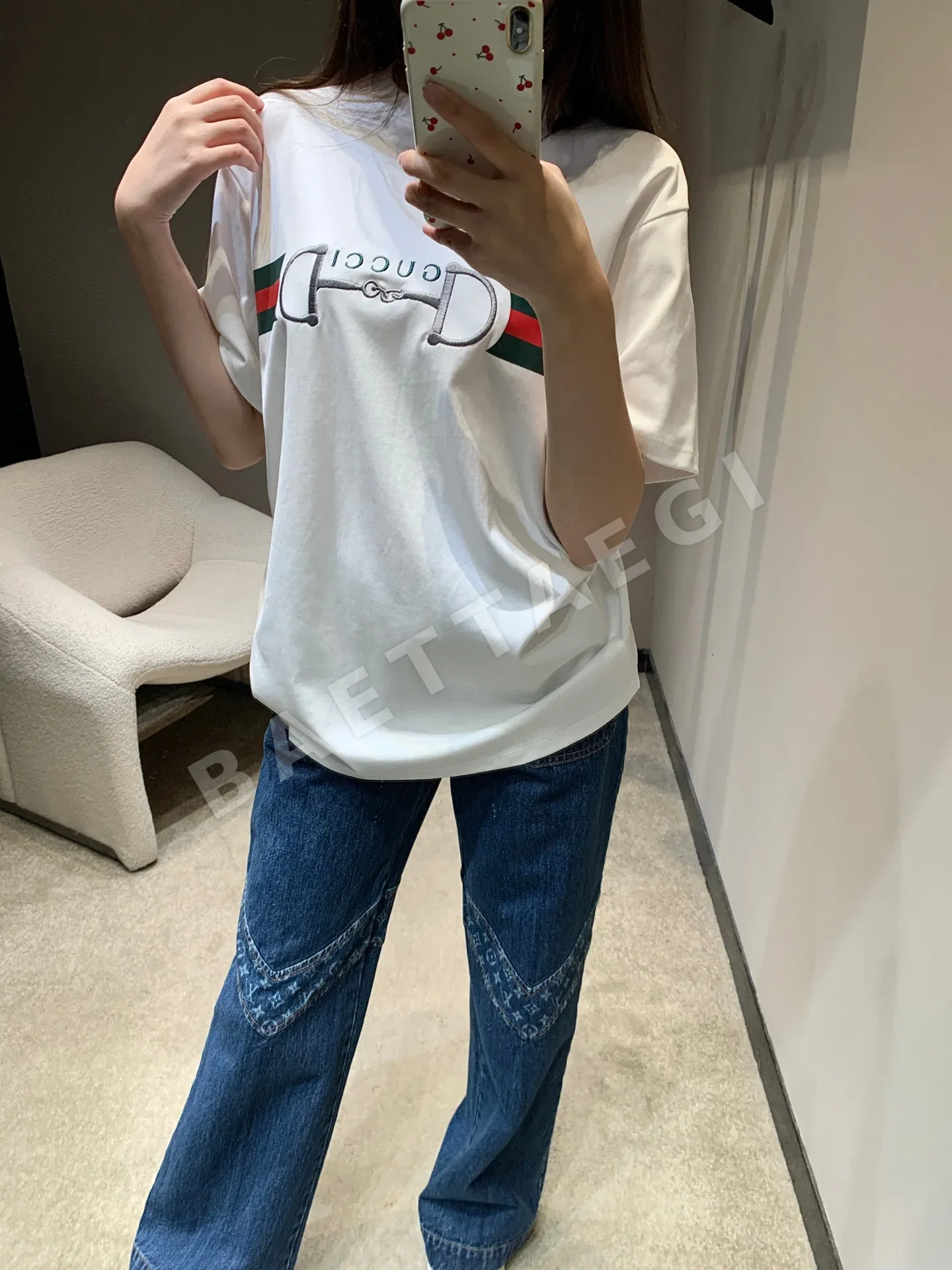 구찌 승마풍 버클 자수 크루넥 반팔 티셔츠 상세 이미지 8