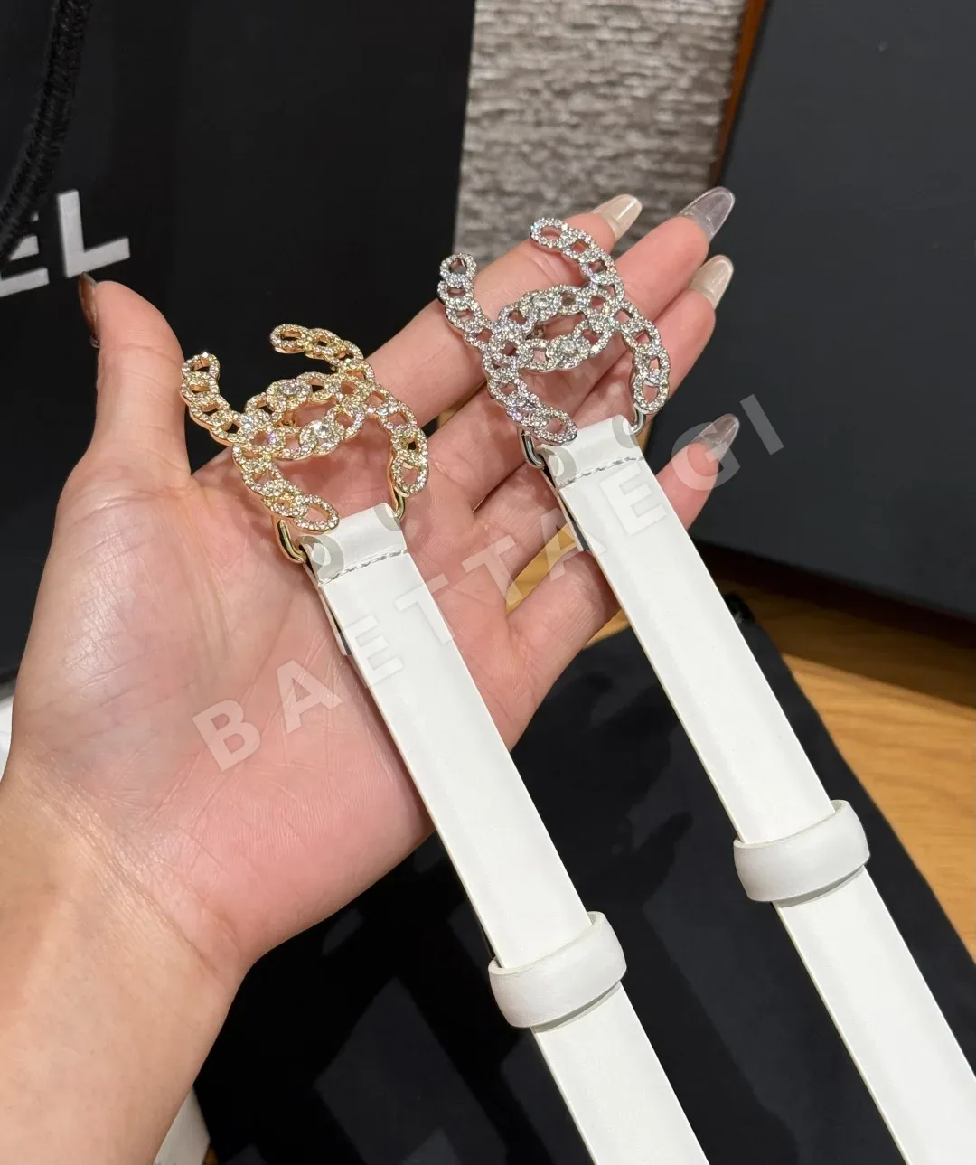샤넬 라인스톤 송아지가죽 벨트 상세 이미지 3