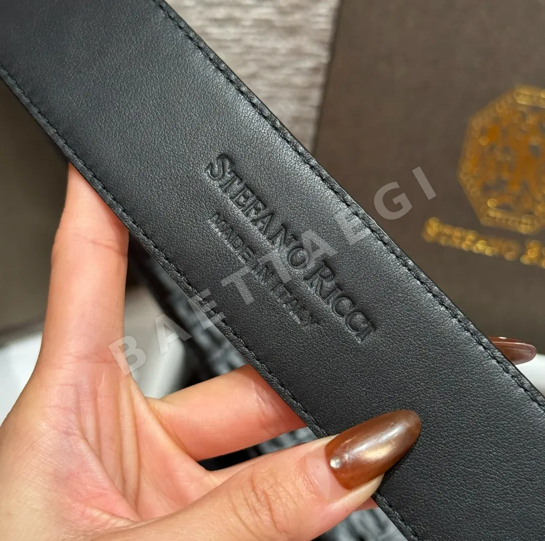 스테파노리치 매트 블랙 크로커다일 소가죽 남성 벨트 상세 이미지 9
