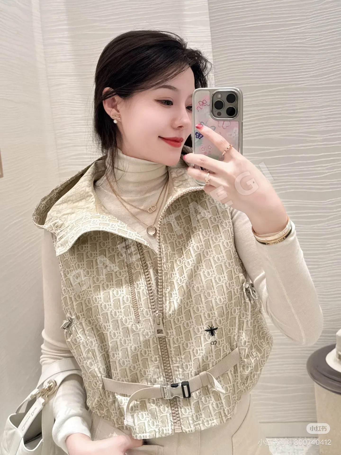 디올 모노그램 골드 자카드 여성 자켓 상세 이미지 8