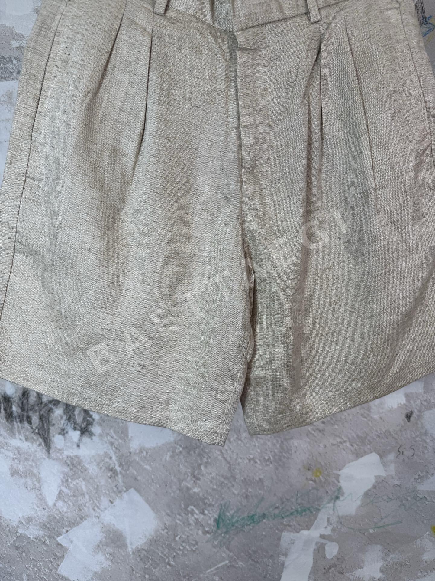 로로피아나 벅스턴 린넨 더블 플리츠 반바지 상세 이미지 5