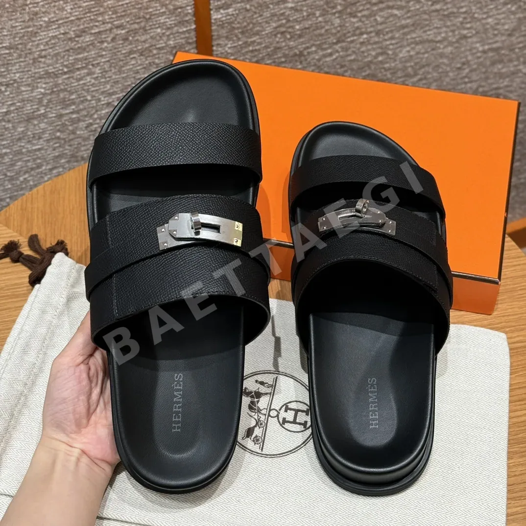 에르메스 잭슨 샌들 블랙 카프스킨 실버 버클 상세 이미지 4