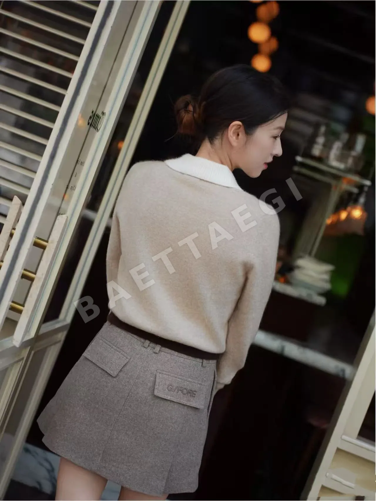지포어 여성 캐시미어 카라 니트 골프웨어 상세 이미지 8