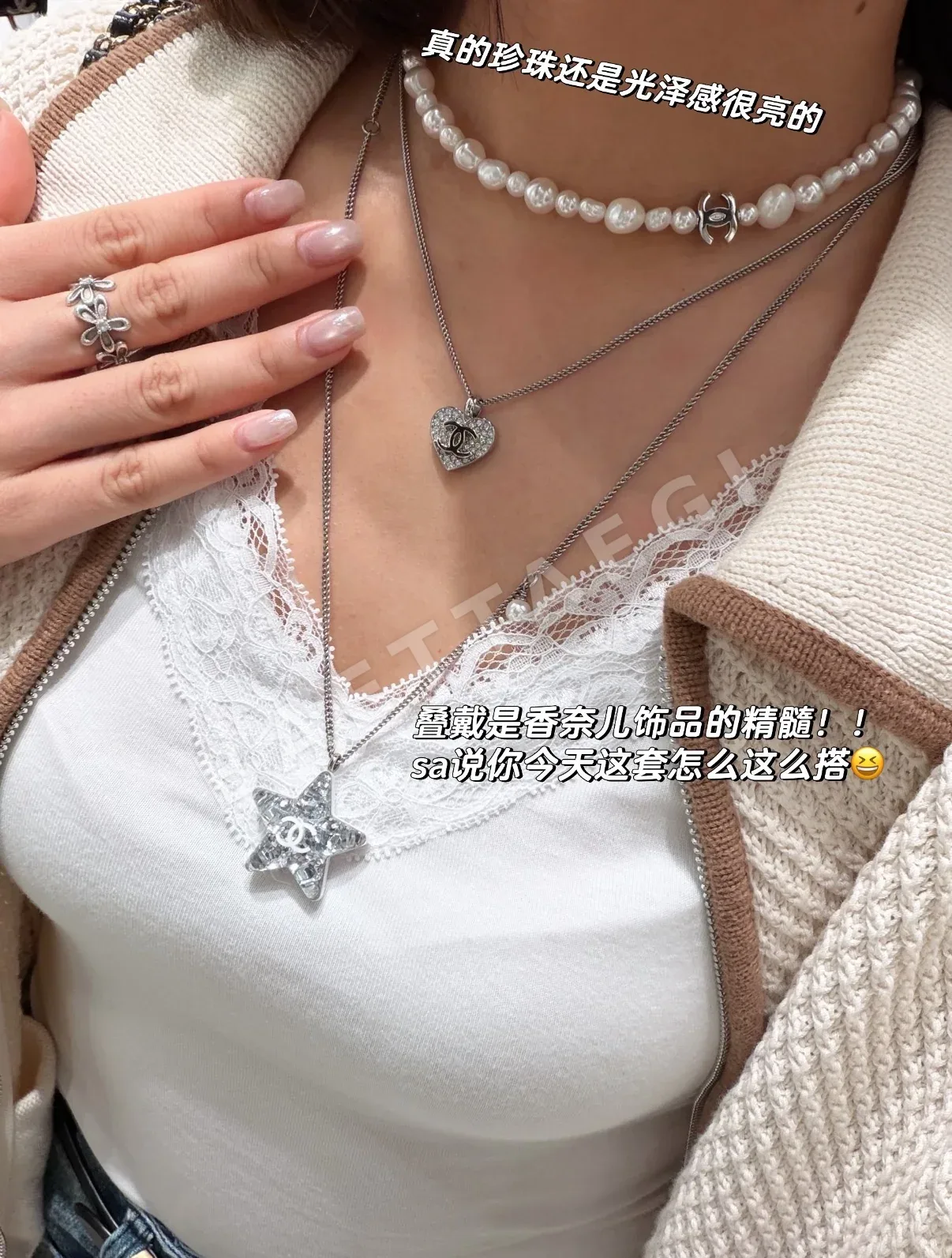 샤넬 담수진주 더블 C 숏 목걸이 상세 이미지 9