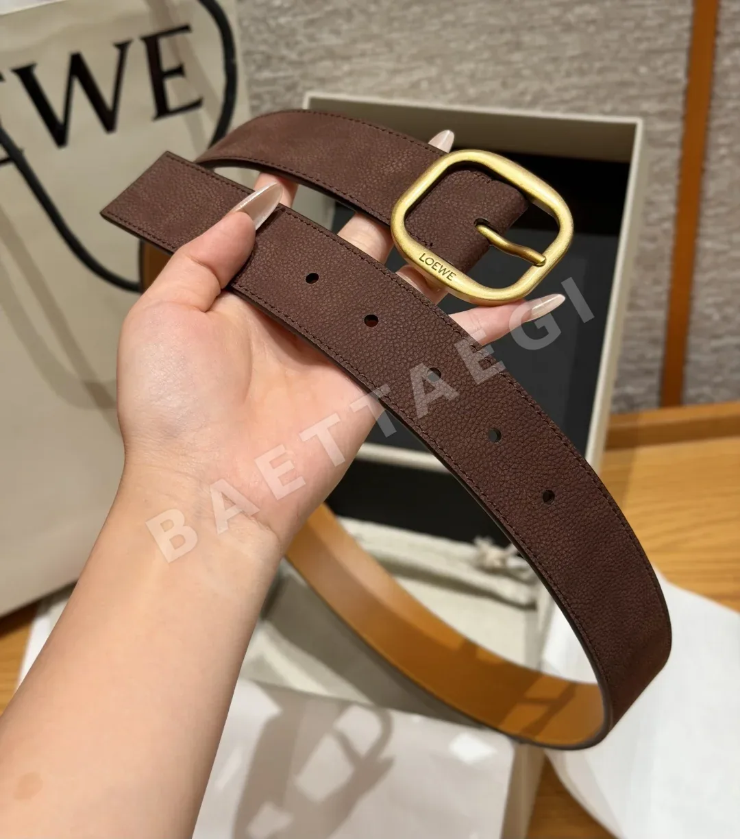 로에베 누벅 카프스킨 벨트 상세 이미지 5