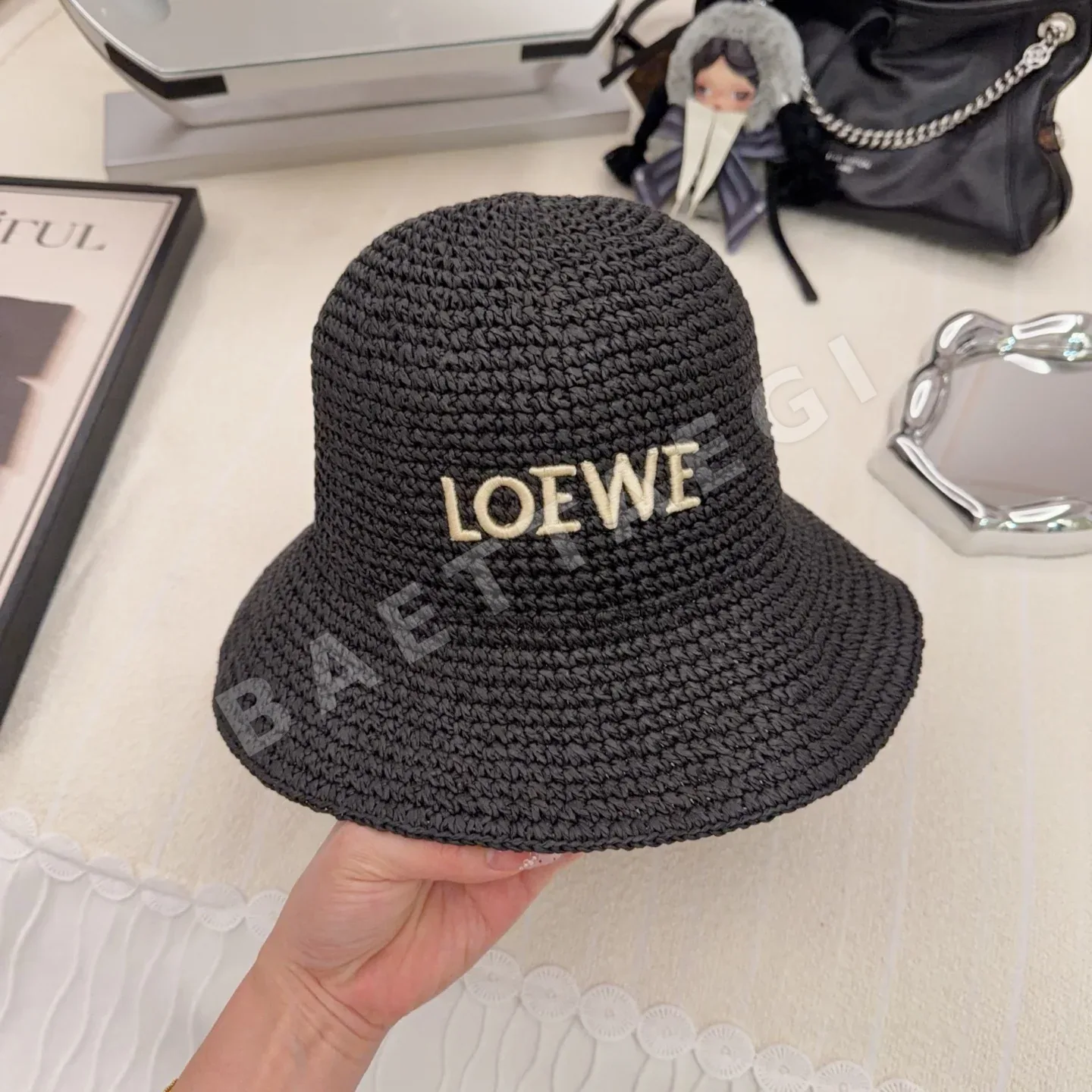 로에베 크로셰 자수 밀짚 모자 상세 이미지 6