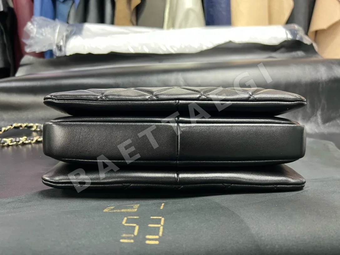 샤넬 블랙 골드 램스킨 퀼팅 가방 상세 이미지 6