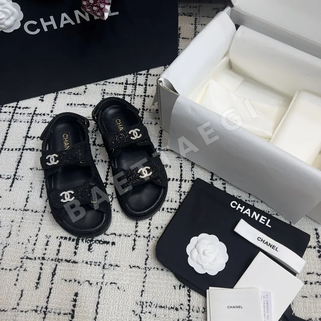 샤넬 더블 C 벨크로 비치 슈즈 94916