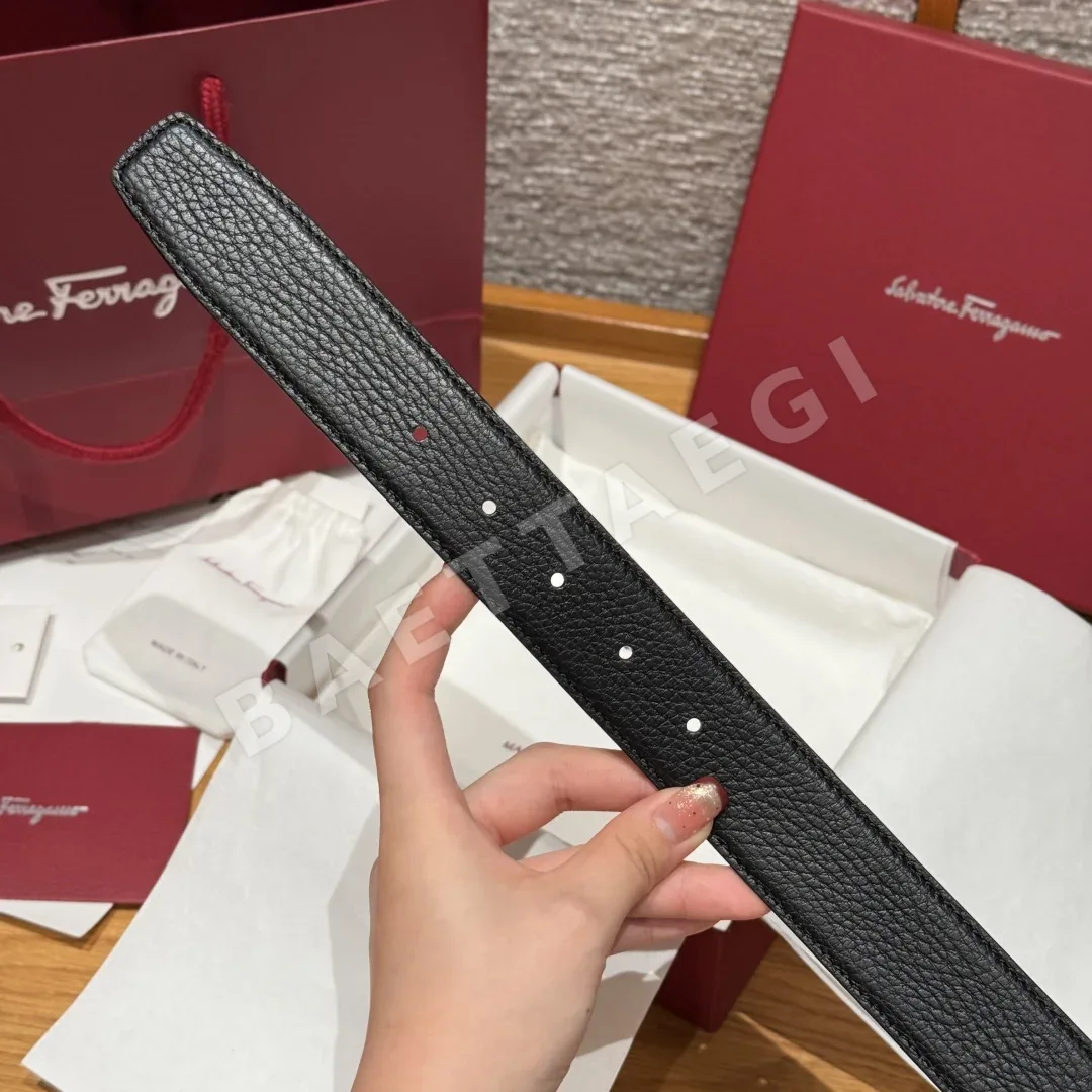 페레가모 간치니 메탈 버클 양면 가죽 벨트 상세 이미지 9