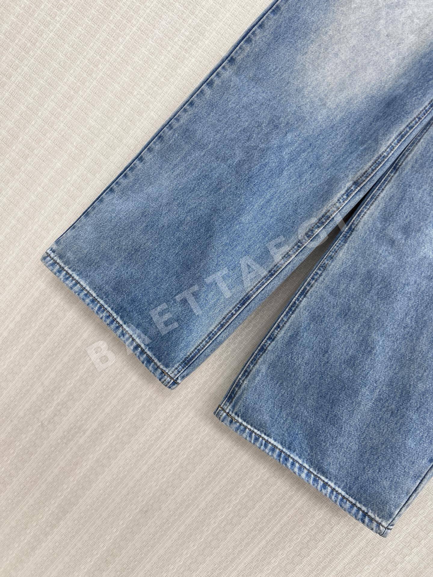 크롬하츠 여성 라이트 블루 워시 하이웨이스트 와이드 팬츠 상세 이미지 7