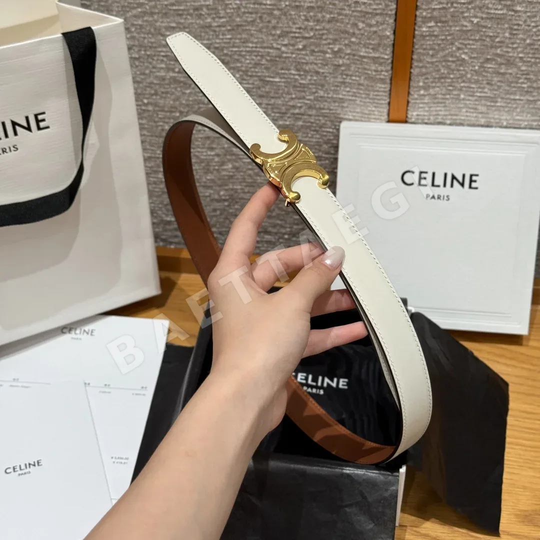셀린느 ALIX 미디엄 25mm 리버시블 소가죽 벨트 상세 이미지 5