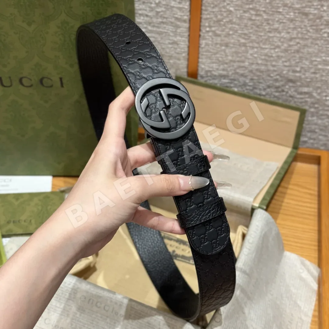 구찌 인터로킹 더블 G 소가죽 벨트 상세 이미지 4