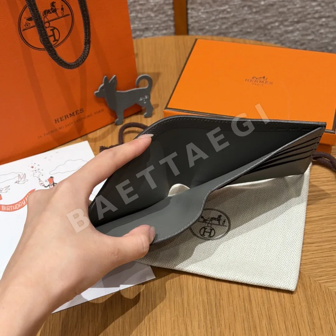에르메스 에버컬러 가죽 레인클라우드 그레이 지갑 상세 이미지 7