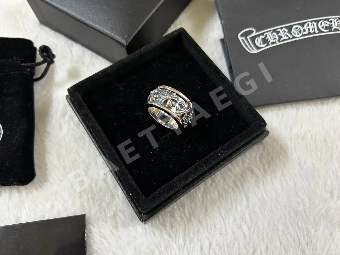 크롬하츠 와이드 크로스 회전 반지 63075