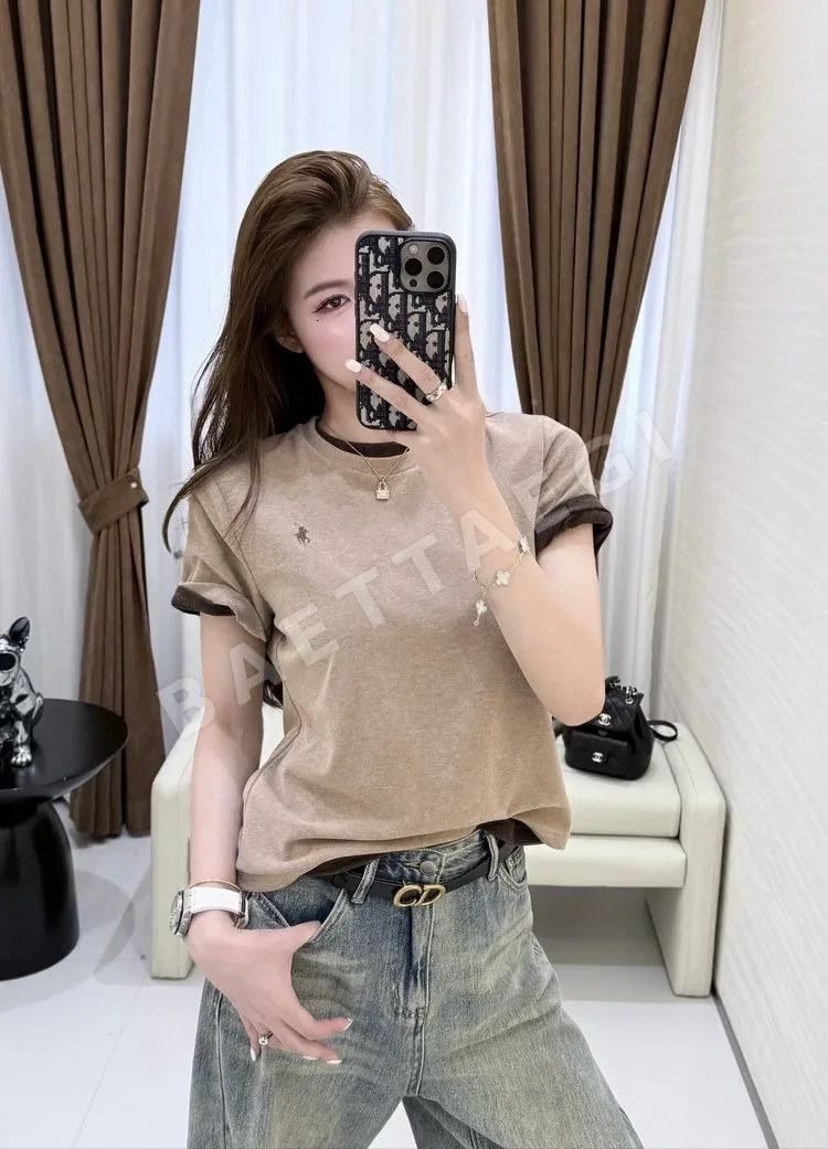 폴로 여성 라운드넥 자수 반팔 티셔츠 97710
