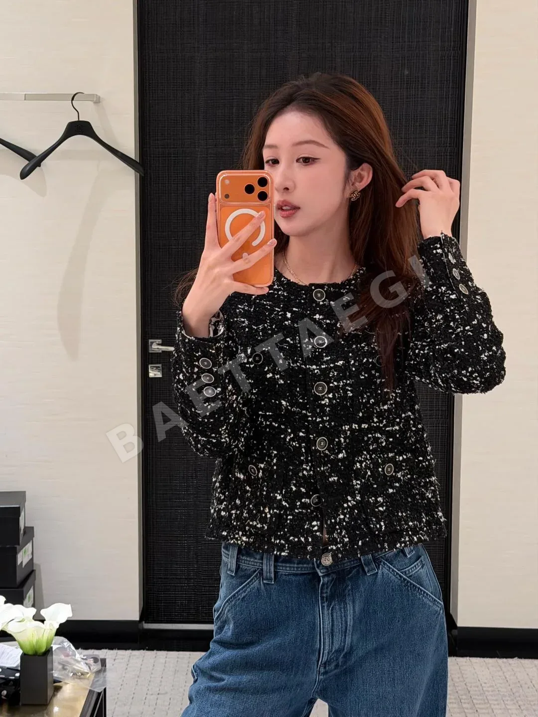 샤넬 블랙 레드 더블 C 귀걸이 상세 이미지 2