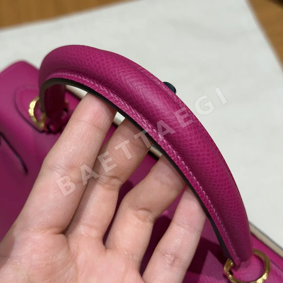 에르메스 켈리 로즈 퍼플 엡솜 가죽 지갑 상세 이미지 9