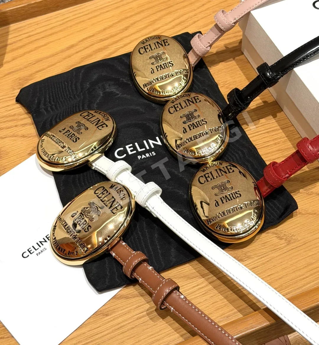셀린느 13mm 골드 버클 슬림 가죽 벨트 상세 이미지 2