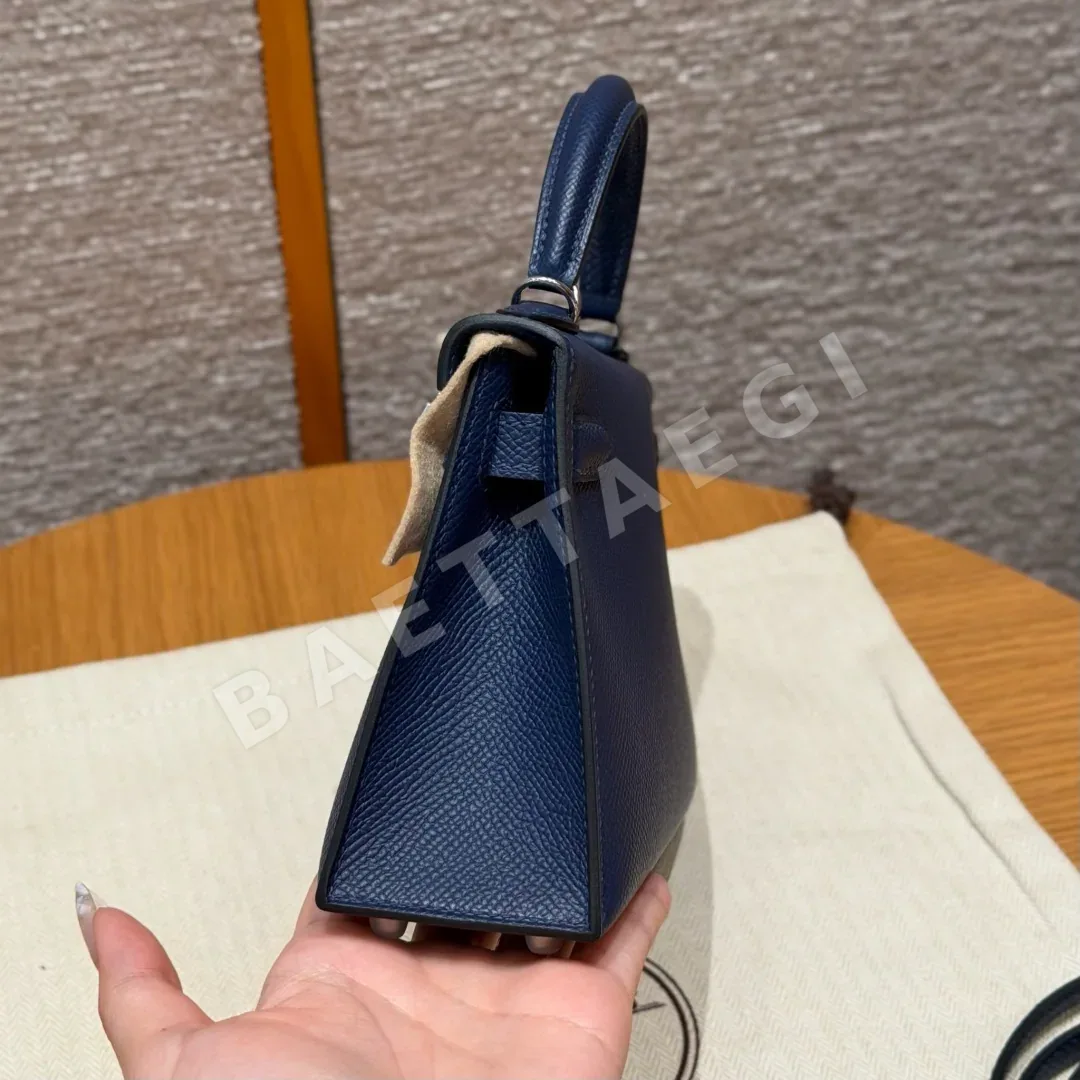 에르메스 켈리 미니 2 블루 네이비 앱송 가죽 가방 상세 이미지 3