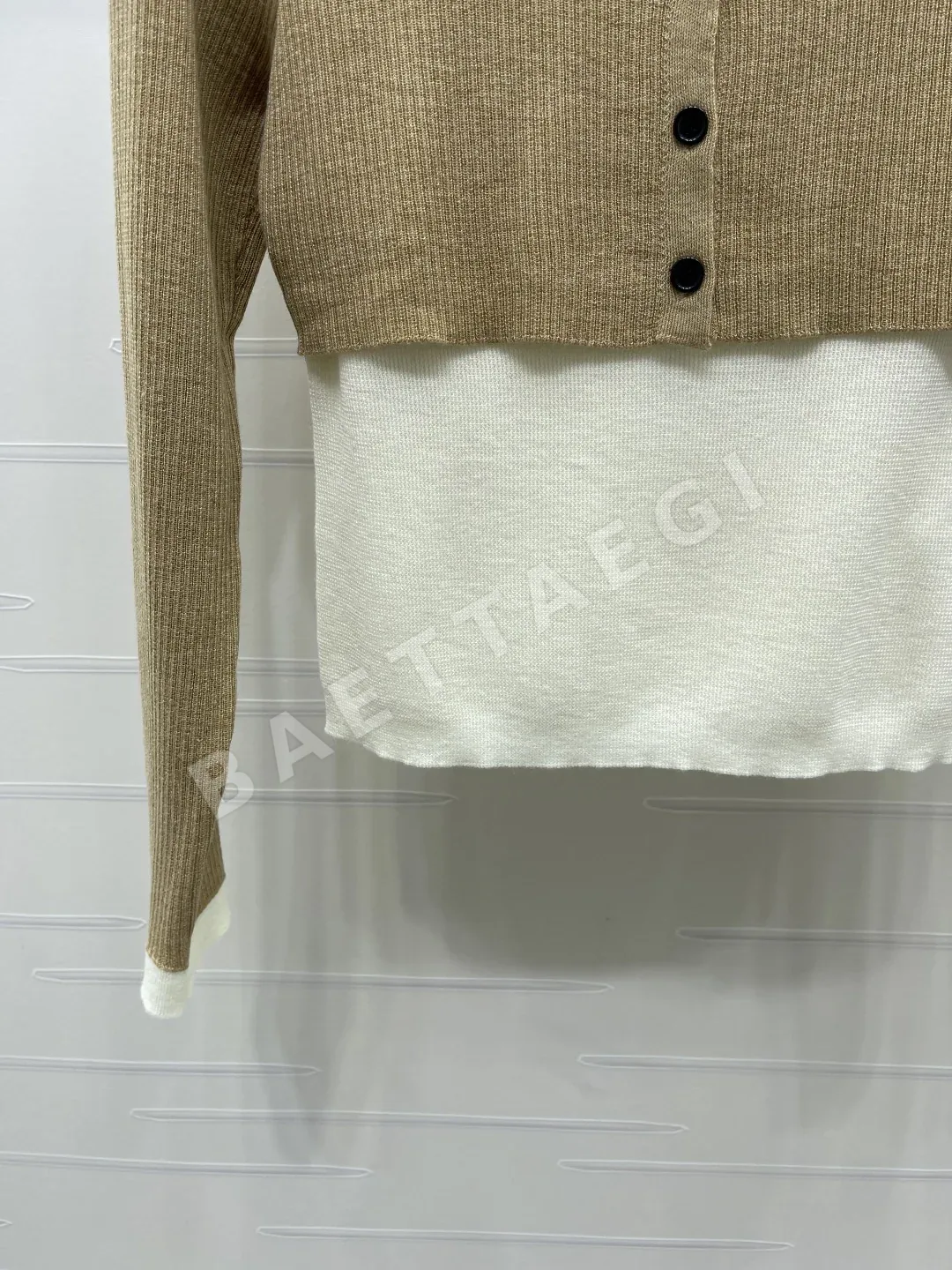 샤넬 페이크 투피스 크루넥 여성 니트 탑 상세 이미지 5