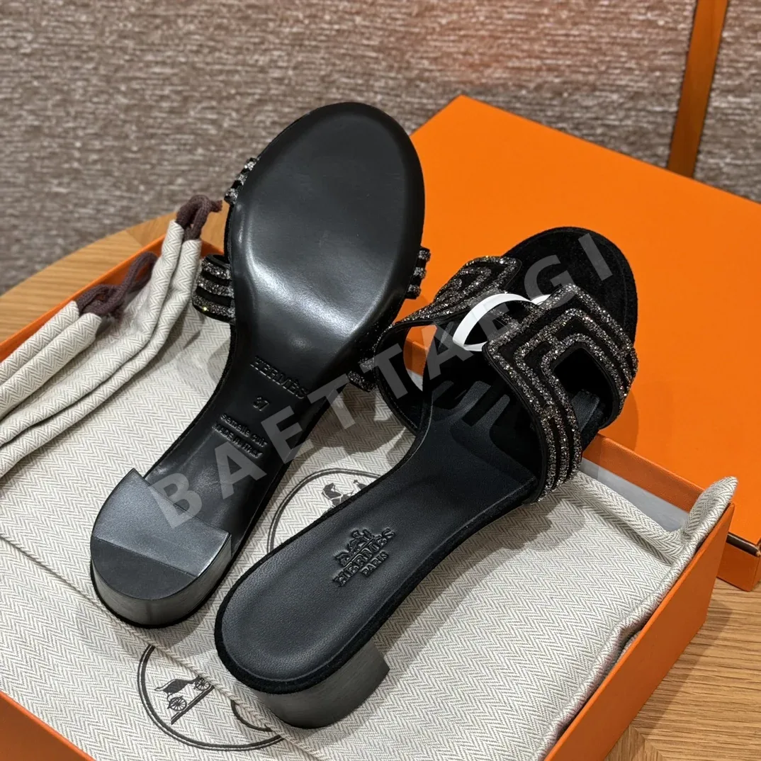 에르메스 오아시스 샌들 블랙 스웨이드 하이힐 상세 이미지 4