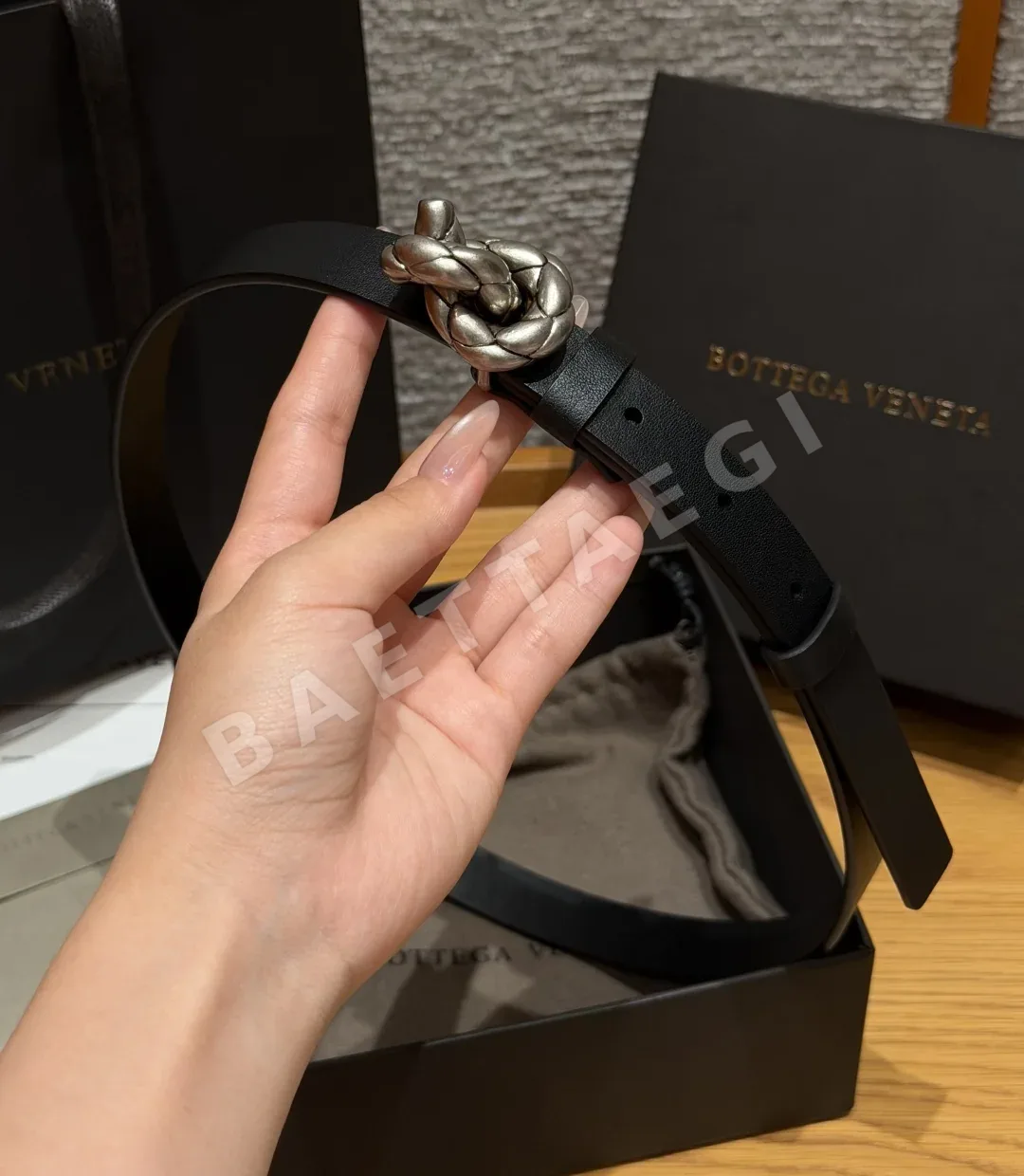 보테가베네타 로프 노트 가죽 벨트 상세 이미지 3