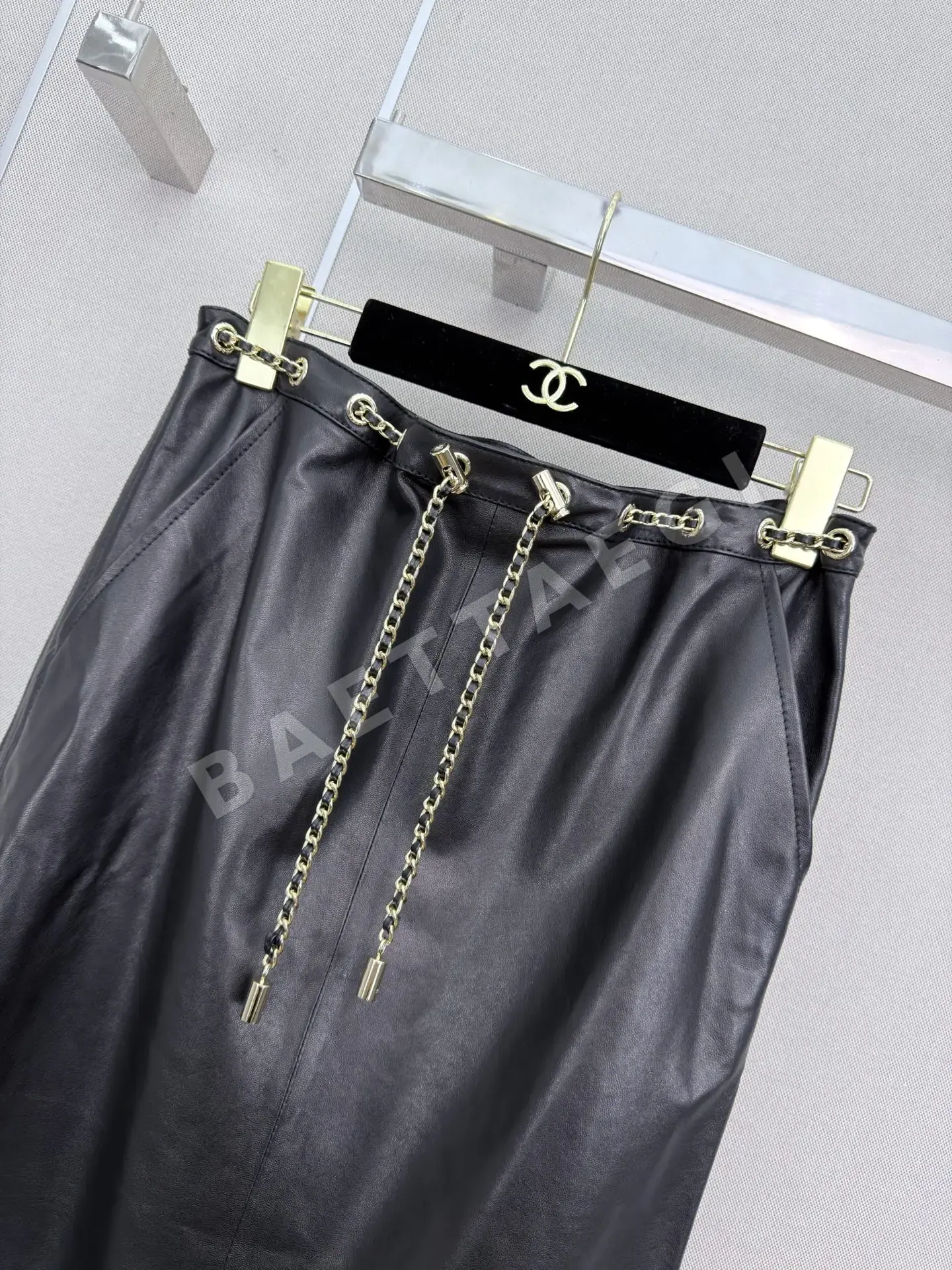 샤넬 램스킨 미디 스커트 상세 이미지 3
