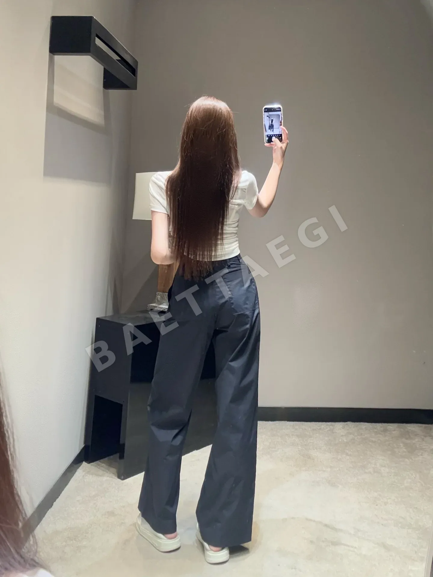 샤넬 더블 C 메탈 버클 네이비 여성 바지 상세 이미지 6