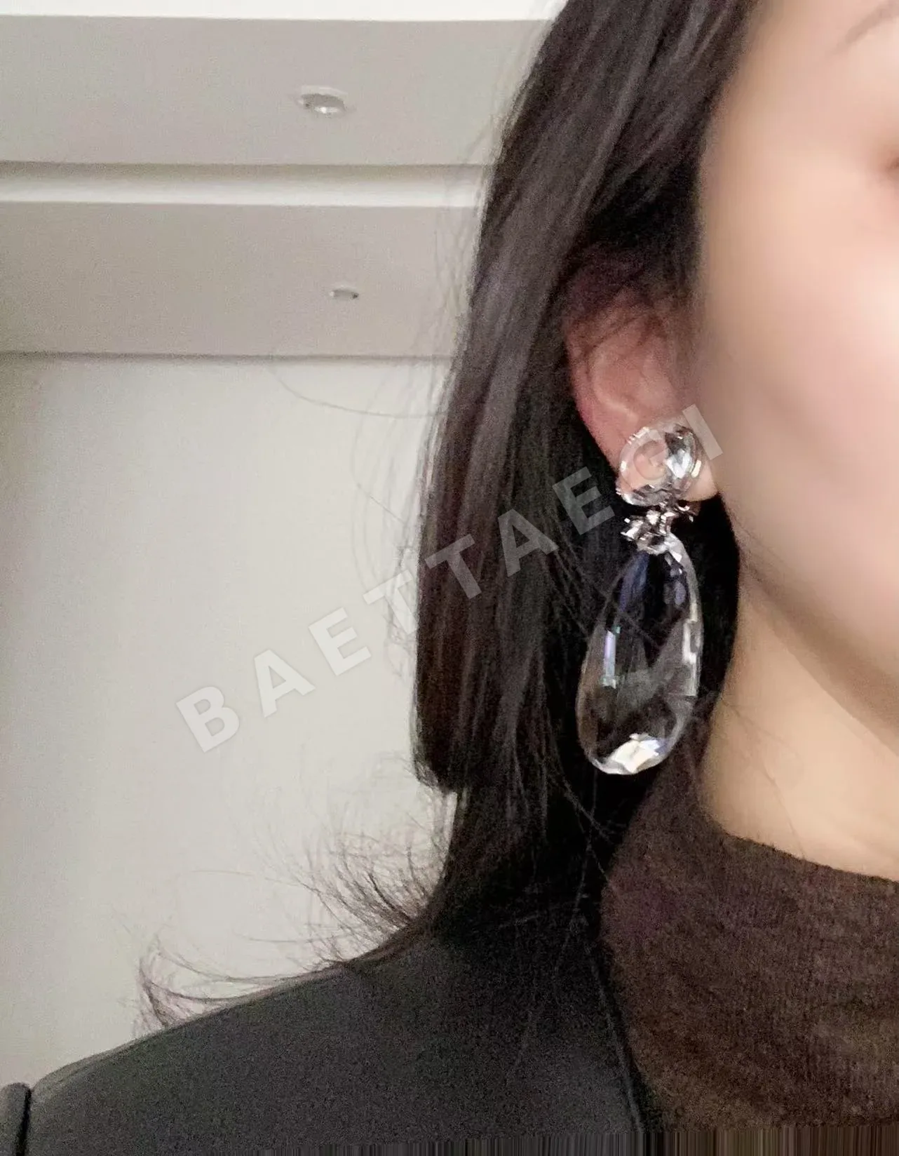 생로랑 클리어 크리스탈 빈티지 귀걸이 상세 이미지 8